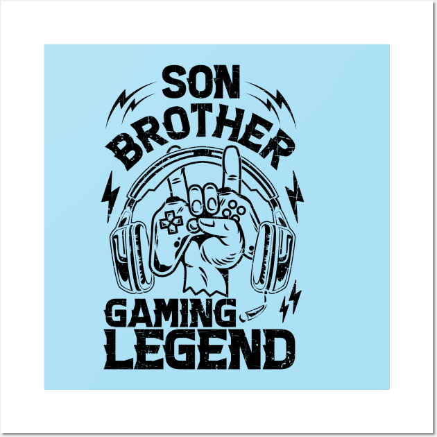 Son Brother Gaming Legend Gamer Gifts For Teen Boys Gaming Vintage Wall Art by Herotee